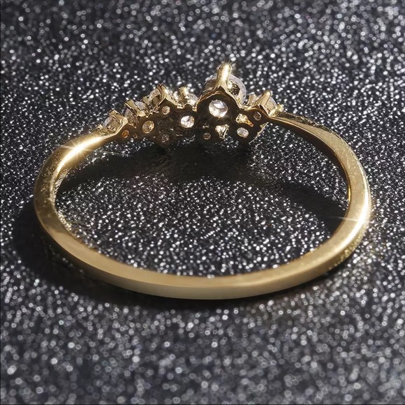 New 18 K Yellow Gold Plated Diamonds Ring - Picture 4 of 7